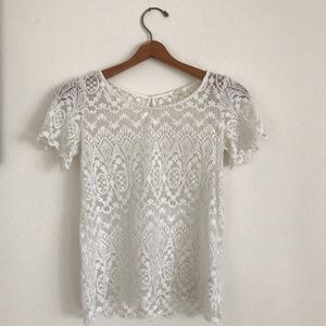 H&M white lace see through top
